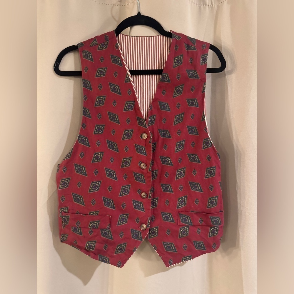 Unisex Vintage Burgundy Vest